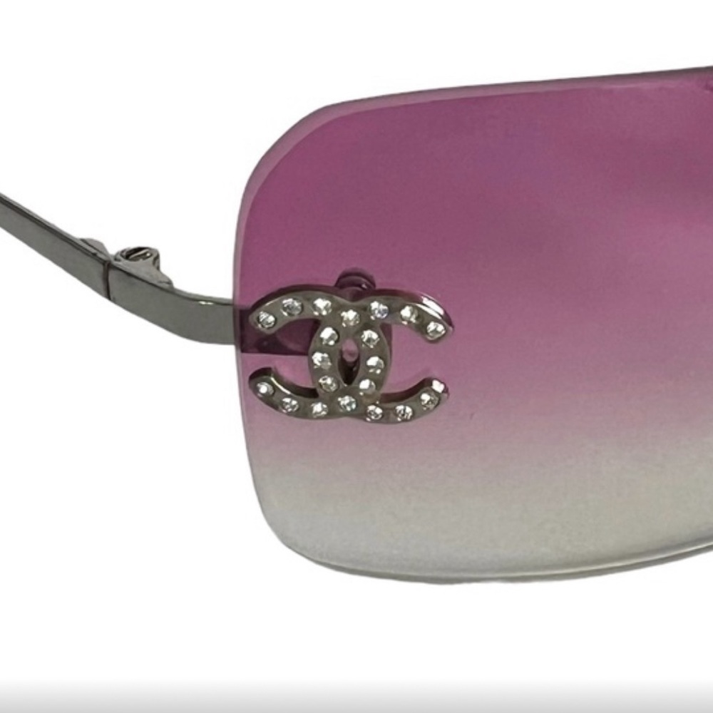 Chanel CC Rhinestone Logo Rimless Sunglasses - Picture 5 of 12